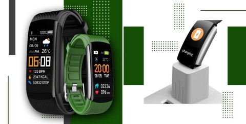 Smartwatch GIEWONT Czarno Zielony 2 Paski GW200-5