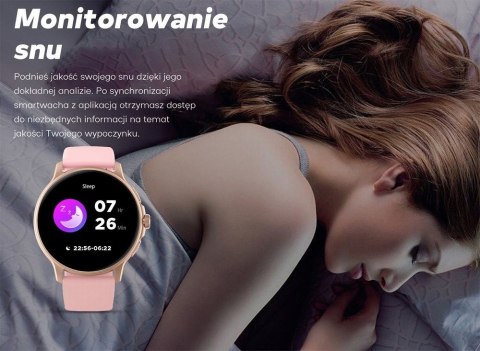 Smartwatch Damski GRAVITY GT12-1 Czarny Pasek Silikonowy + Czarna Bransoleta