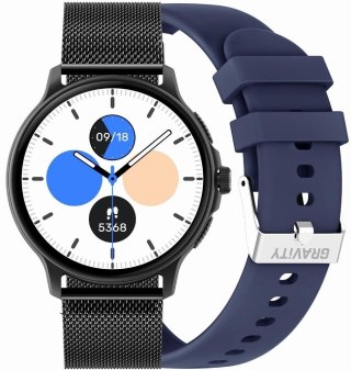 Smartwatch Damski GRAVITY GT12-2 Granatowy Pasek Silikonowy + Czarna Bransoleta