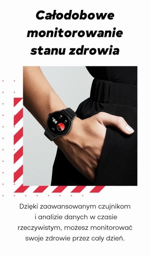 Smartwatch Damski GRAVITY GT12-4 Czarny Pasek Silikonowy + Bransoleta Różowe Złoto