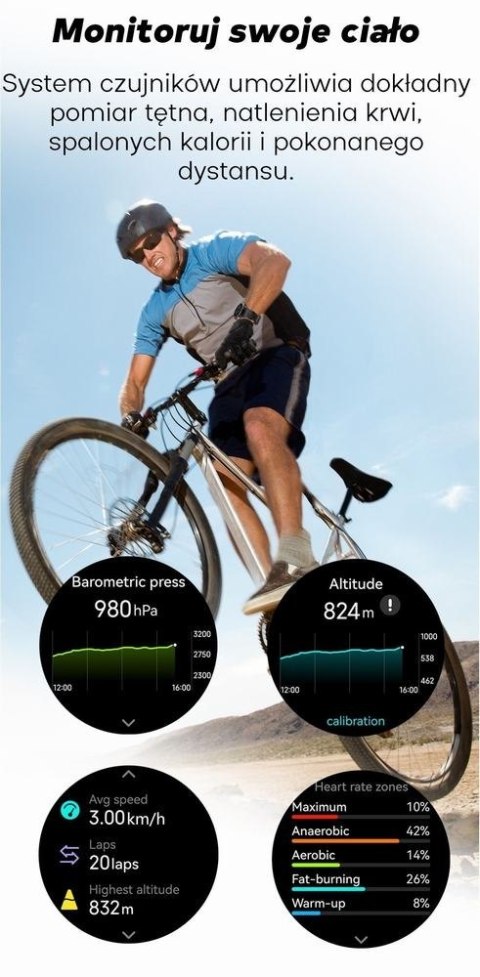 Smartwatch Męski GRAVITY GPS GT24-1 Czarny Pasek Silikonowy + Granatowy Pasek Silikonowy