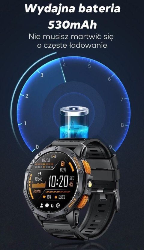 Smartwatch Męski GRAVITY GPS GT24-1 Czarny Pasek Silikonowy + Granatowy Pasek Silikonowy
