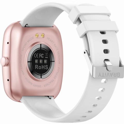 Smartwatch Damski GRAVITY GT18-2 Różowy Pasek Silikonowy + Biały Pasek
