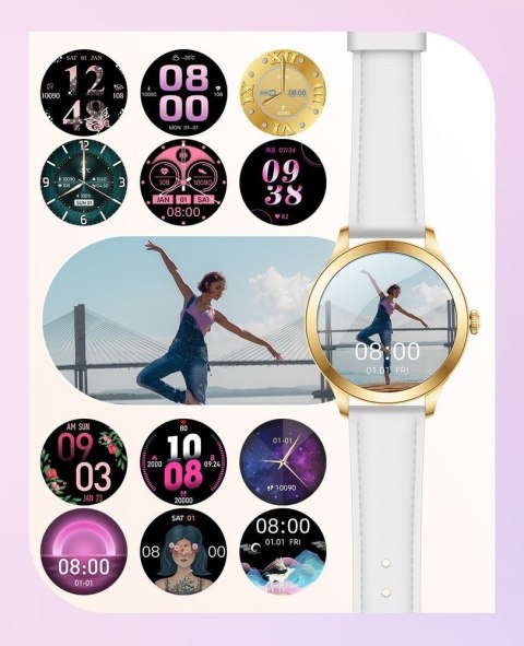 Smartwatch Gravity Biało Złoty 2 Paski GT25-2 PRO