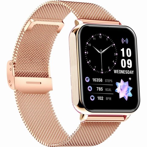 Smartwatch Gravity Różowe Złoto Bordowy 2 Paski GT17-6