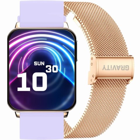 Smartwatch Gravity Różowe Złoto Fioletowy 2 Paski GT17-3