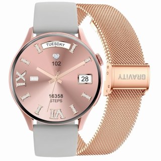 Smartwatch Gravity Różowe Złoto Pasek + Bransoleta GT11-8