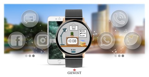 Smartwatch Damski GIEWONT Różowe Złoto Czarny GW330-4